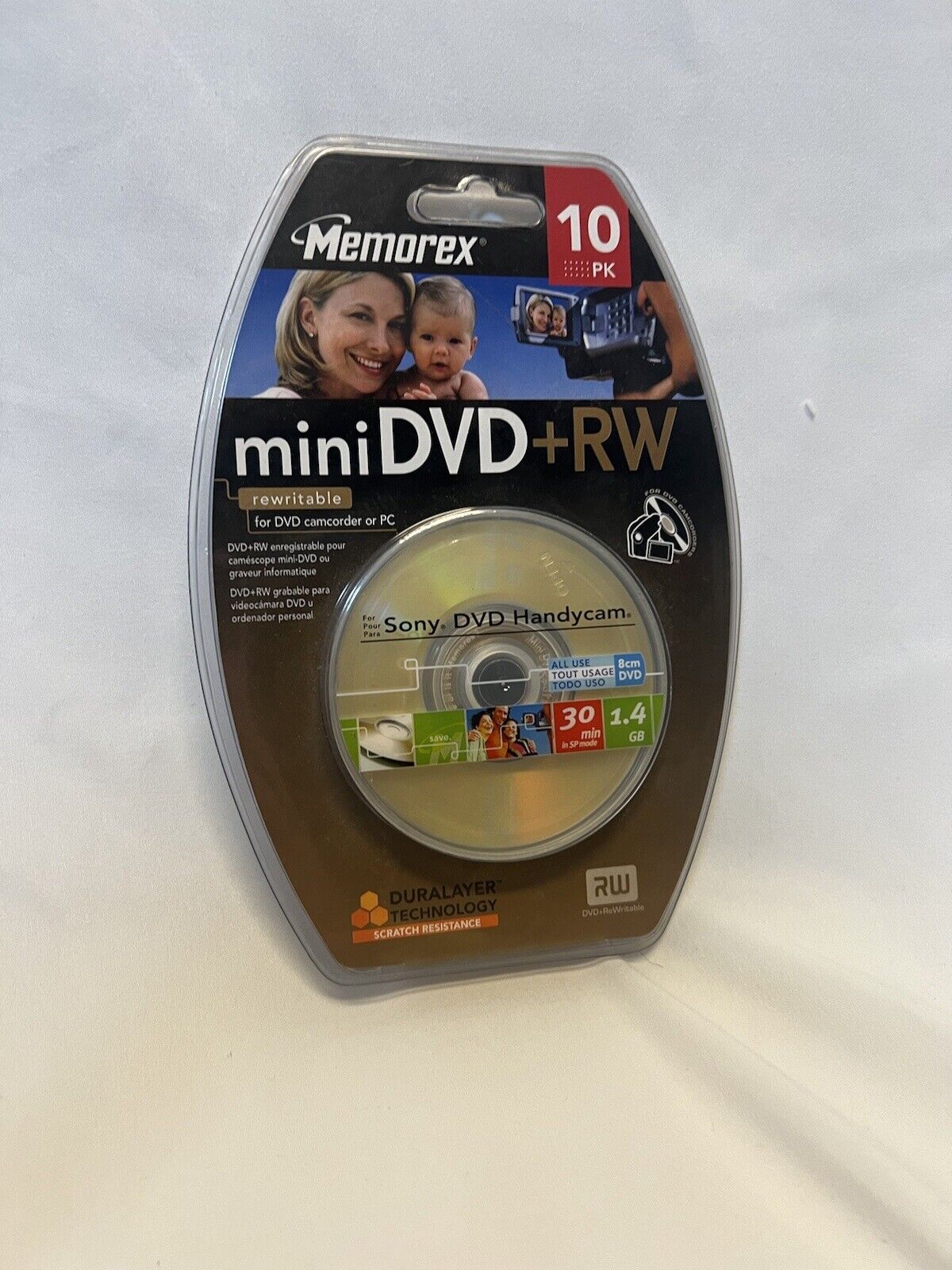 Memorex Mini DVD-RW 10 Pack New Sealed Single Sided DVD Camcorder Discs
