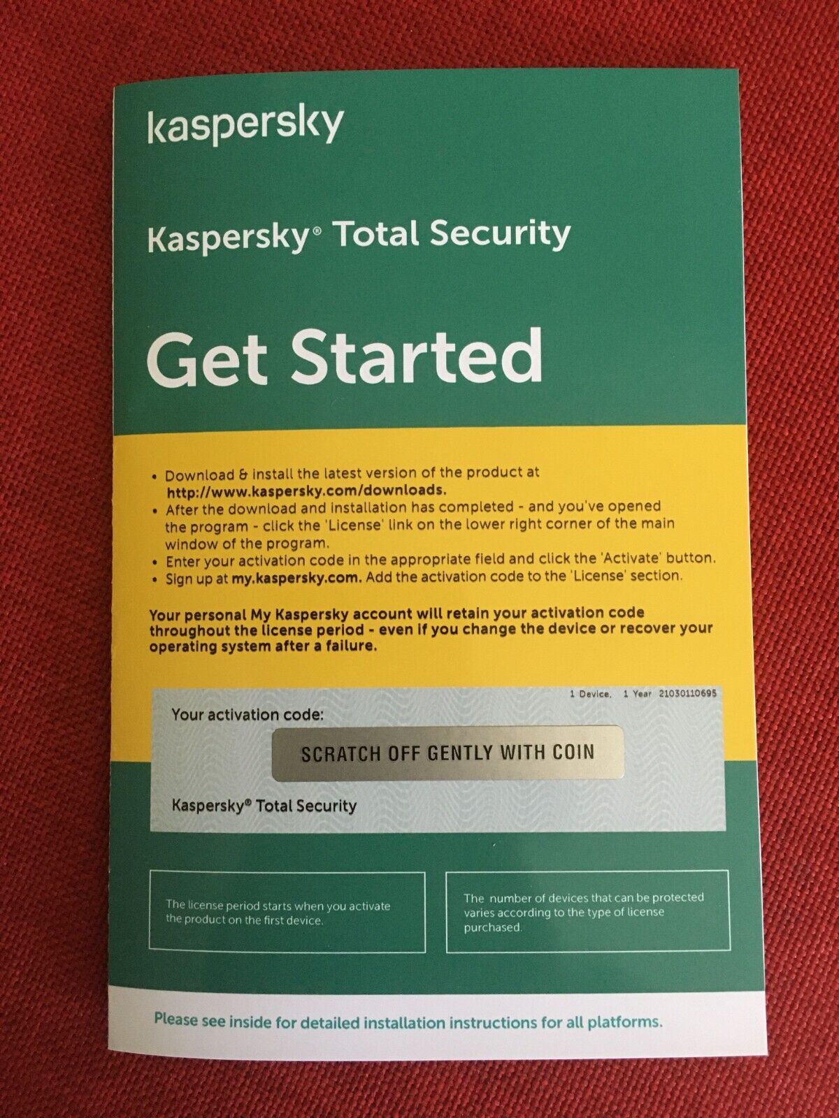 Kaspersky Total Security 2024, 1 Device, PC Mac Android (Exp: 5/10/25) Key Card
