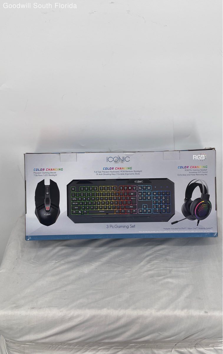 Iconic Illuminated Color Changing Gaming Keyboard & Headset No Mouse Incomplete