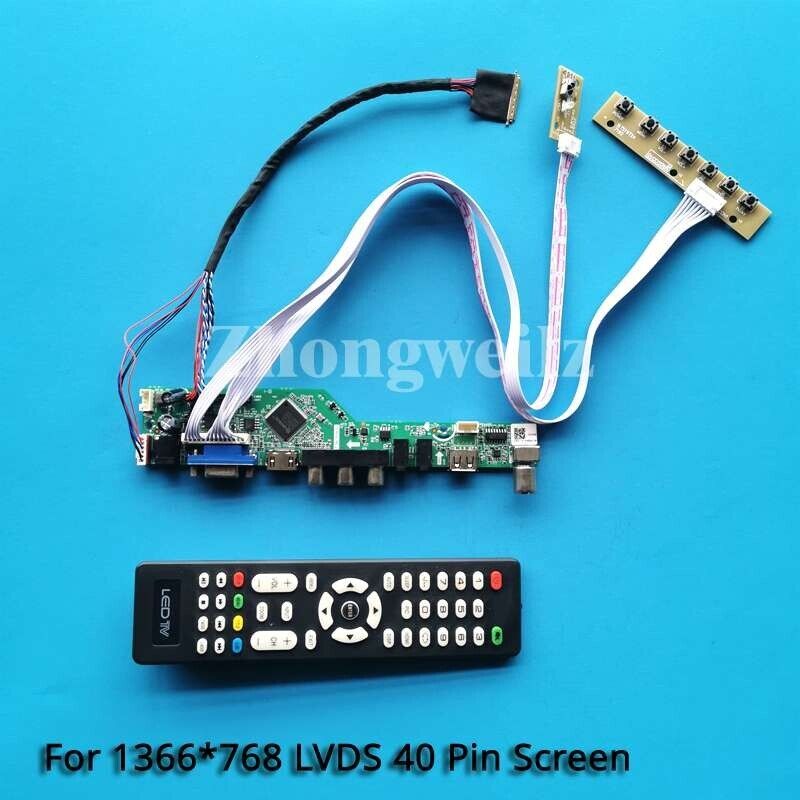 For B133XW03 V0/V1/V2 40-Pin USB AV VGA HDMI LVDS 1366x768 Controller Board Kit