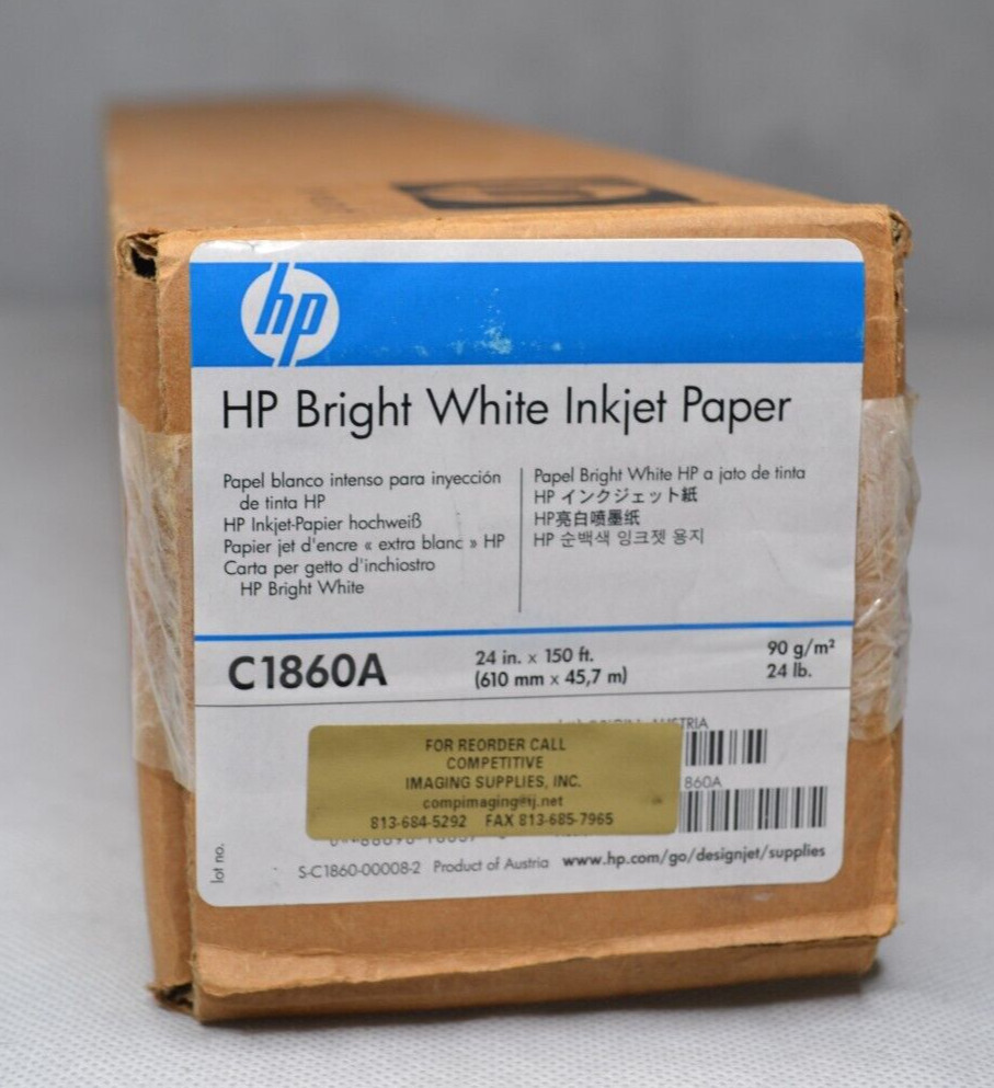 HP Bright White Inkjet Paper C1860A 24in x 150ft