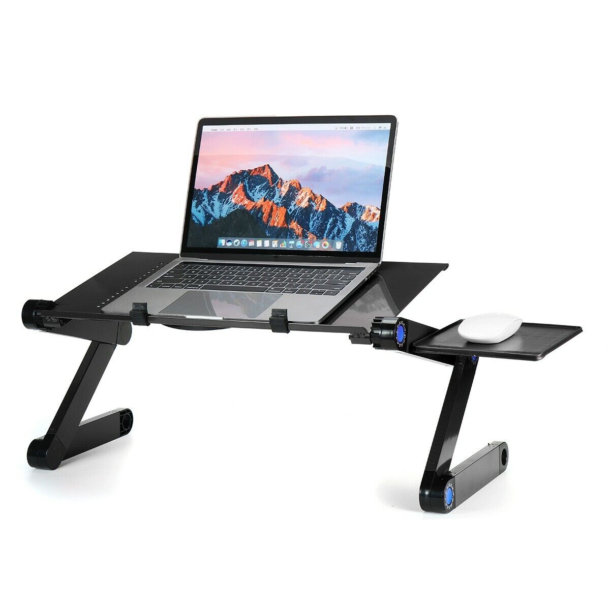 360°Adjustable Folding Laptop Notebook Desk+2pcsCooling Fan Table Stand Bed Tray