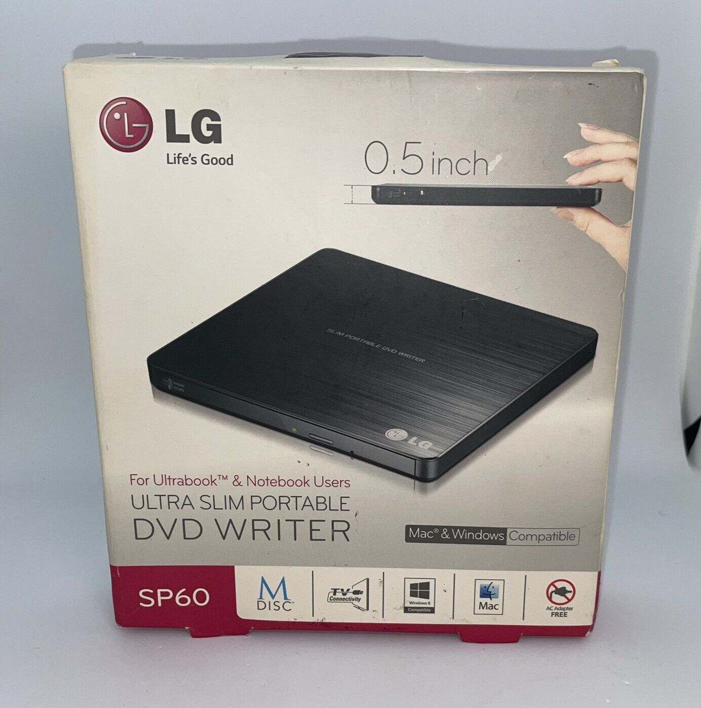 LG Ultra Slim Portable DVD Writer SP60 Mac Windows USB New (3E)