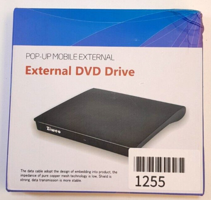 Ziweo Pop Up Mobile External DVD Drive USB 3.0 Portable - K1255