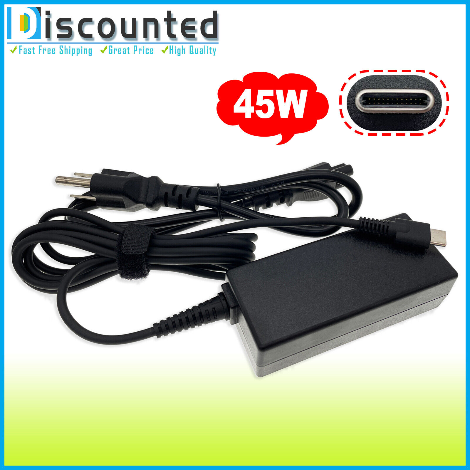 45W USB-C AC Adapter For Lenovo 14w 81MQ000JUS Laptop Charger Power Supply Cord