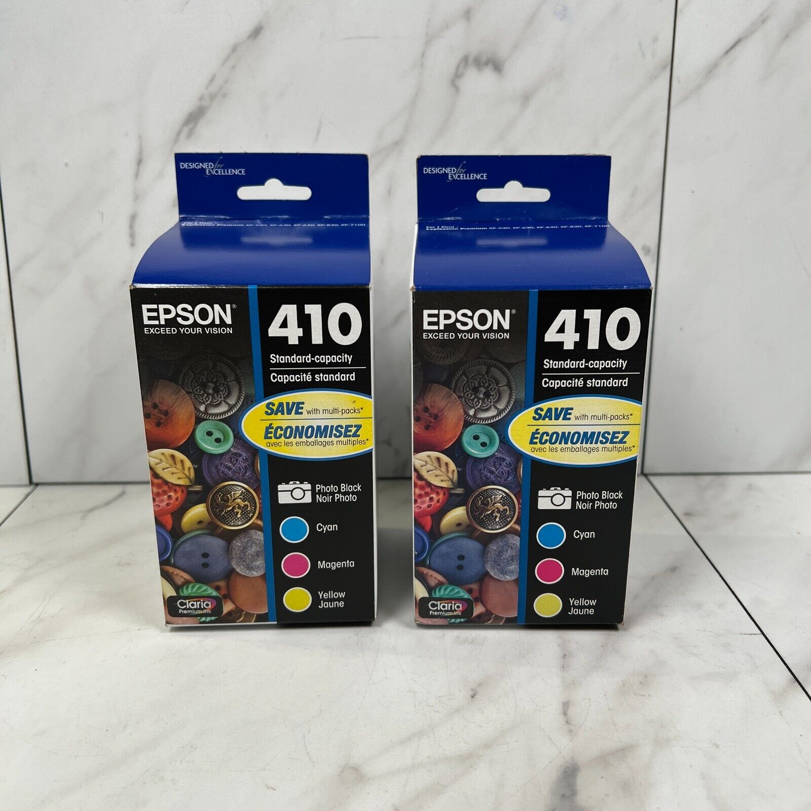 x2 NEW Genuine Epson 410 Color Ink Cartridges Cyan Magenta Yellow [EXP 03/2026]