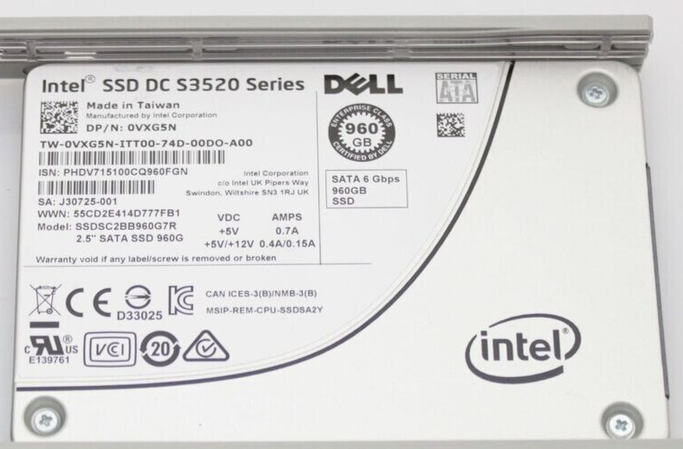 VXG5N DELL INTEL DC S3520 Series 960GB SATA 6Gbps 2.5