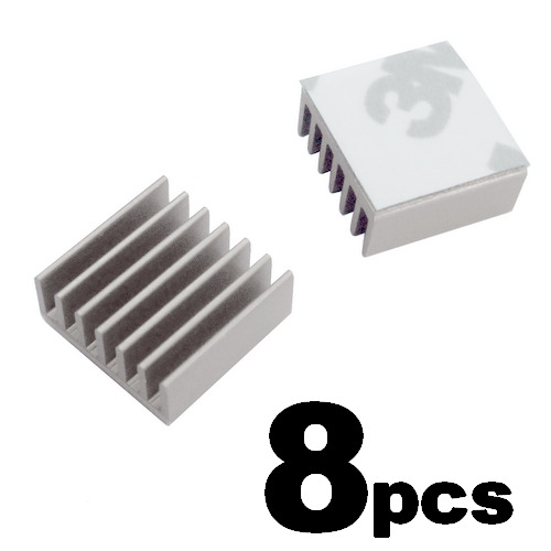 Lot of 8pcs Aluminum Memory Chipset Heatsinks 14mm x 14mm x 6mm - Silver