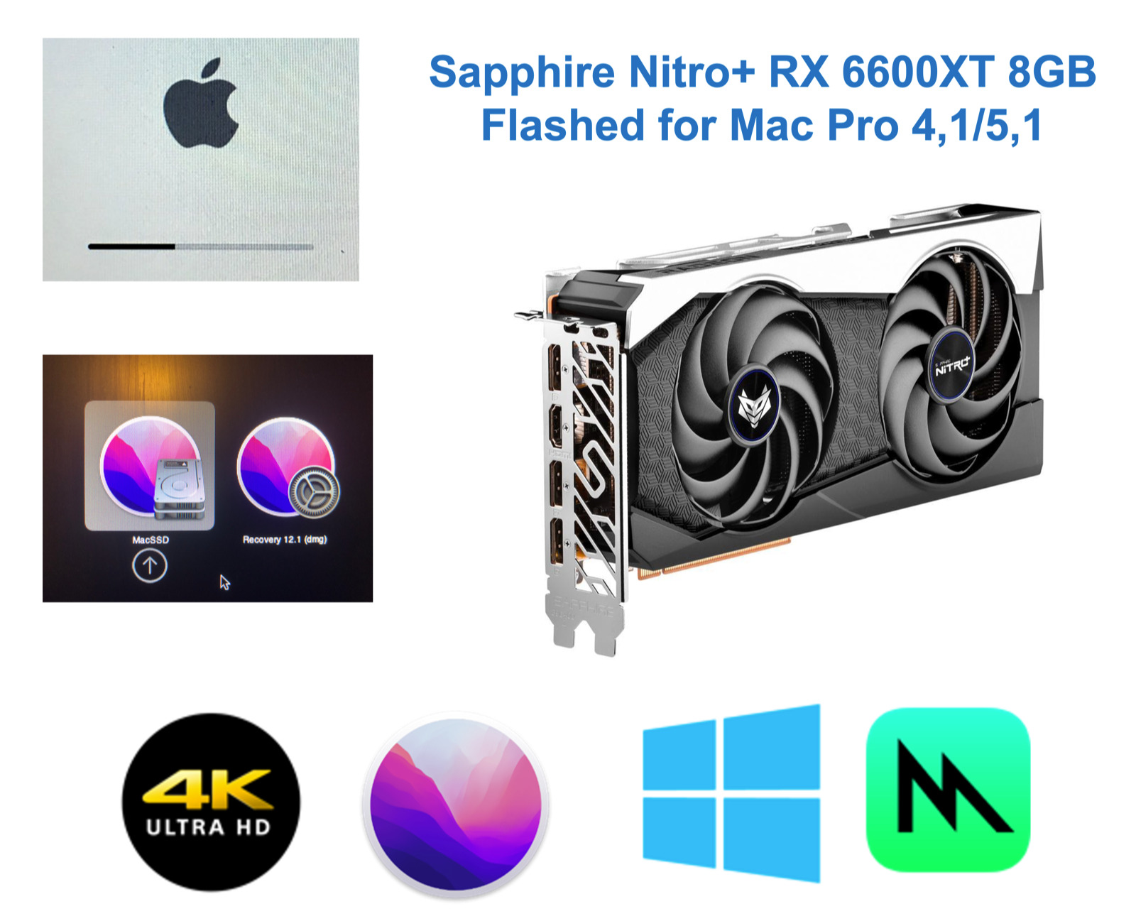 Sapphire Nitro+ RX 6600XT 8GB Mac Pro 4,1 5,1 Metal native Monterey