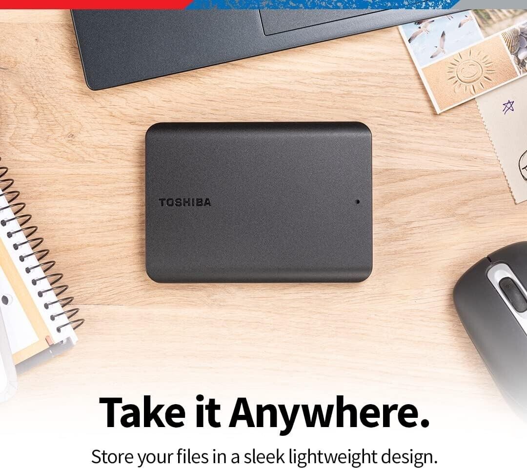 New Toshiba Portable External Hard Drive Canvio Basics USB, Black - 1TB - SEALED