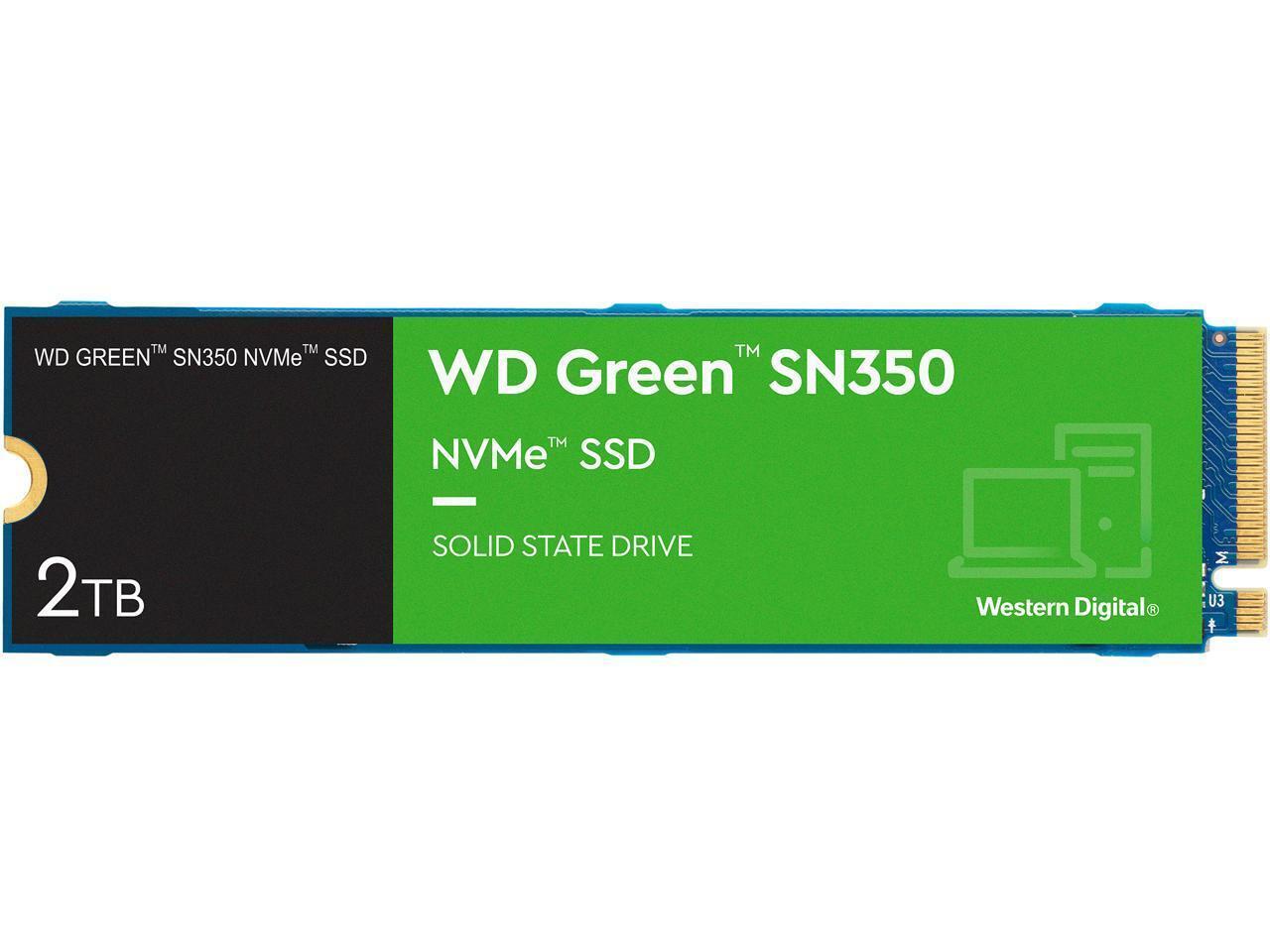 Western Digital WD Green 2TB SN350 NVMe M.2 SSD 2280 PCIe 3.0x4 Internal Drive