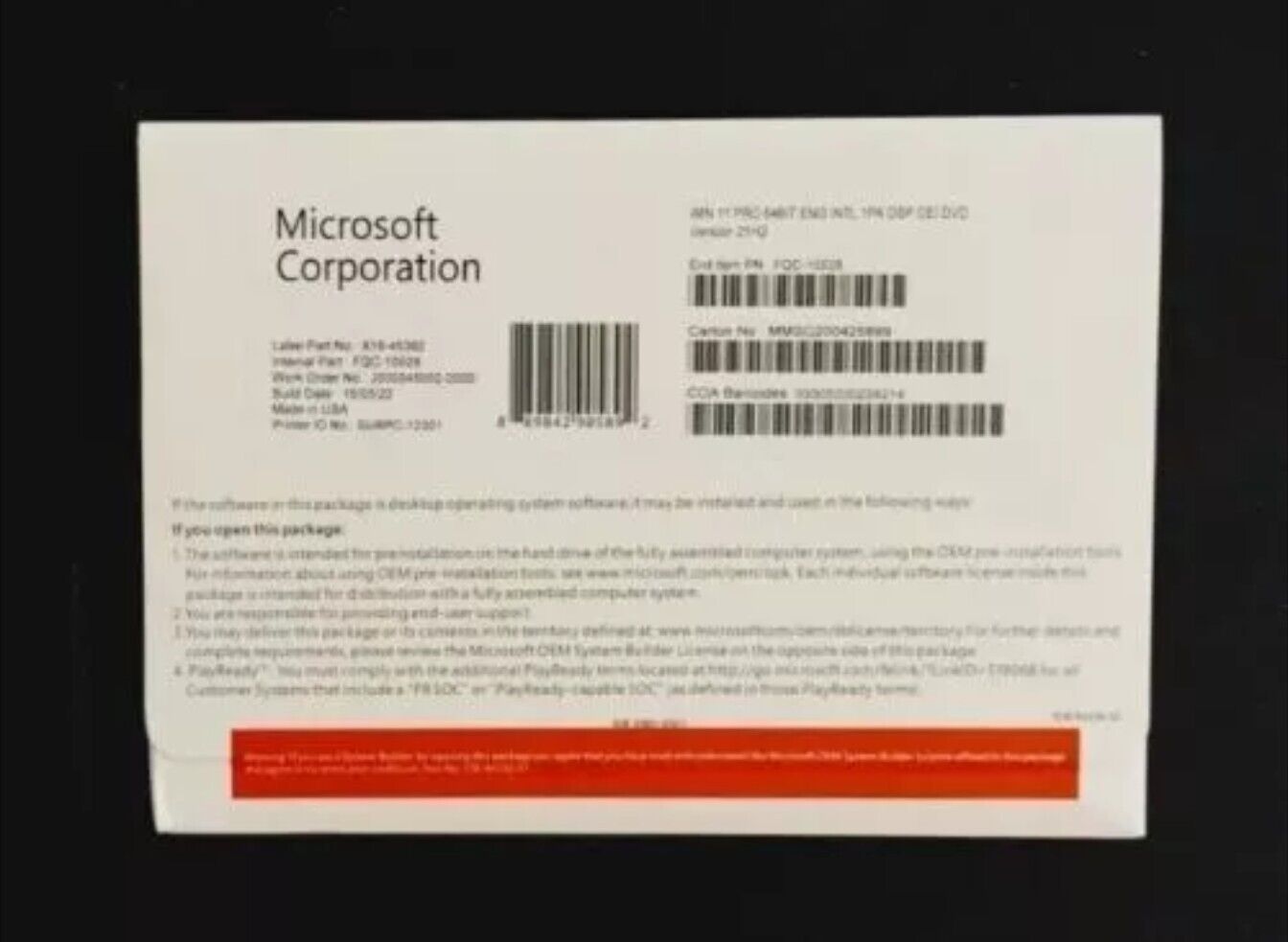 New Microsoft Windows 11 Pro Professional 64 Bit Operating System - And key