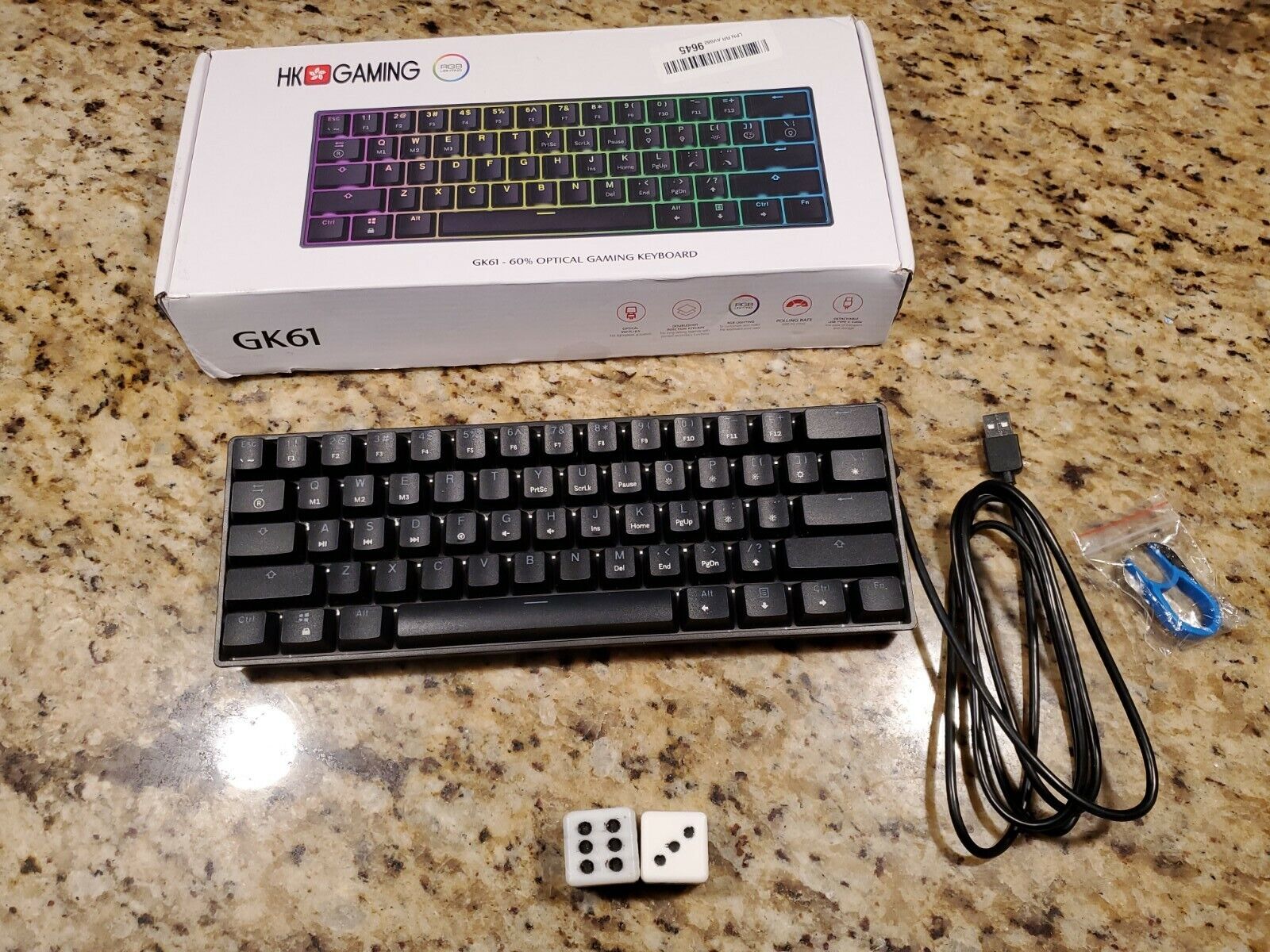 HK Gaming GK61 V2 Mechanical Gaming Keyboard with RGB Lighting. White
