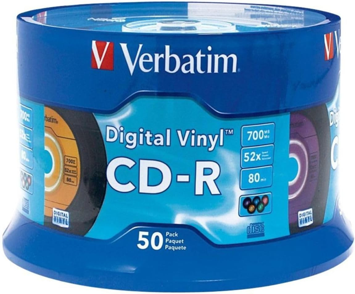 Verbatim CD-R 80min 52X with Digital Vinyl Surface 50pk Spindle Blue Retro Desig