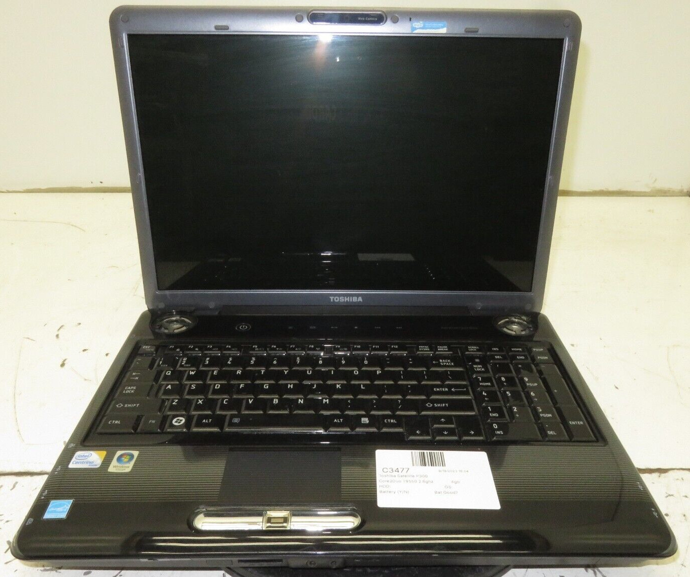 Toshiba Satellite P300 Laptop Intel Core 2 Duo T9550 4GB Ram No HDD or Battery