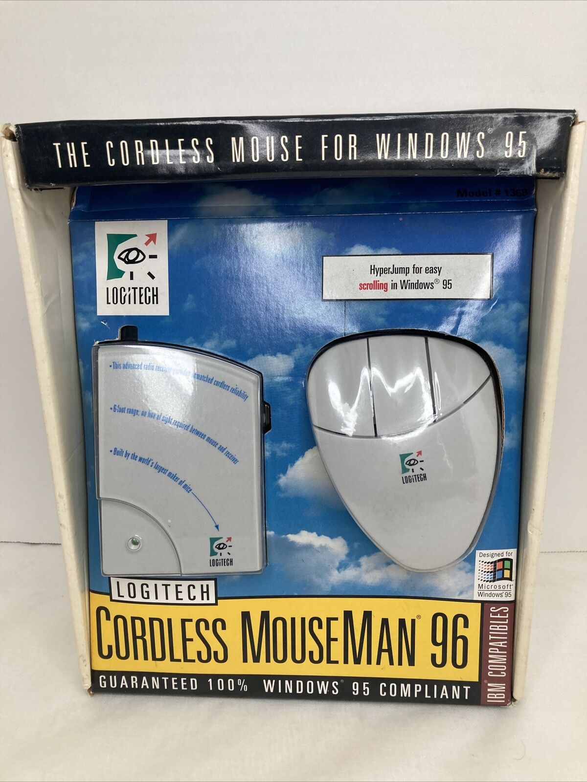Vintage Logitech Cordless MouseMan 96 Receiver w/ Mouse - New OPEN BOX Old Stock
