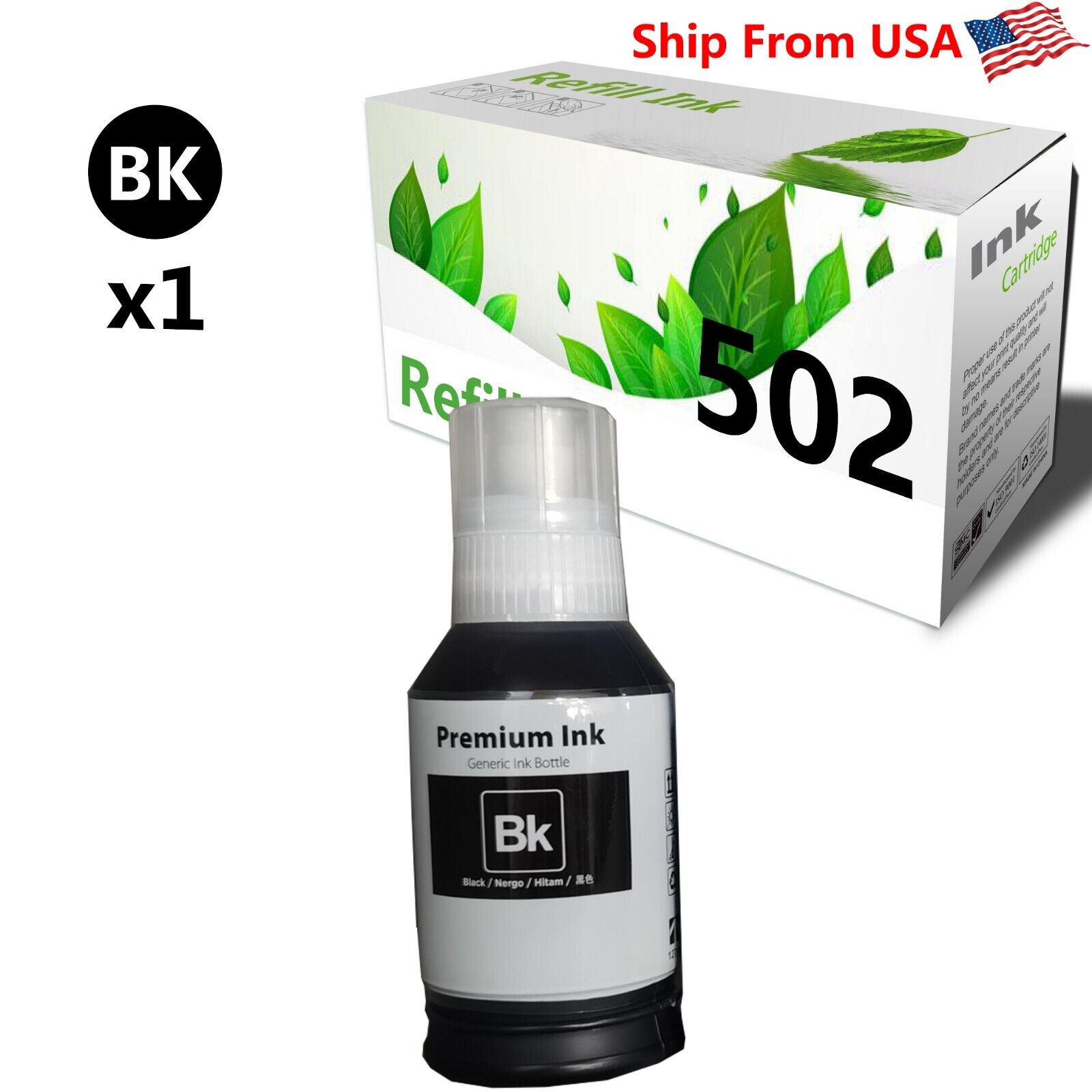 1 PK 127ml T502 Black ink bottle for Epson Workforce ST-2000 ET-4750 ET-7700
