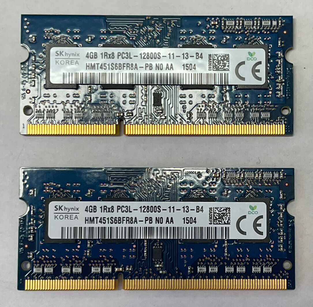 SK Hynix 8GB  (2x4GB)  RAM 1Rx8 Memory PC3L-12800S HMT451S6BFR8A-PB 1504 WORKS