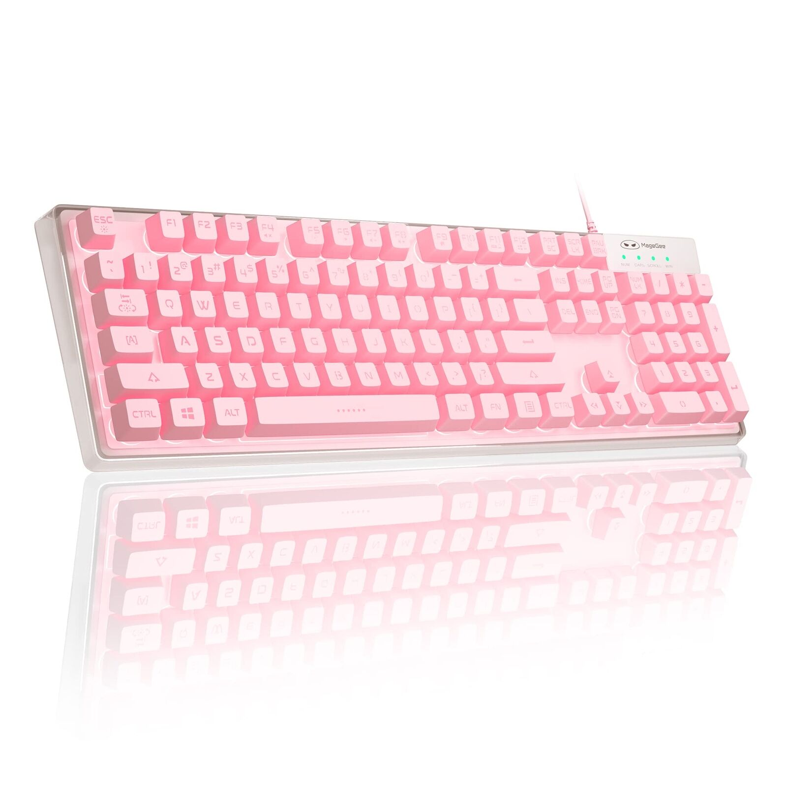 Gaming Keyboard, 7 Solid Colors Backlit Wired Gaming Keyboard with Clear Housing