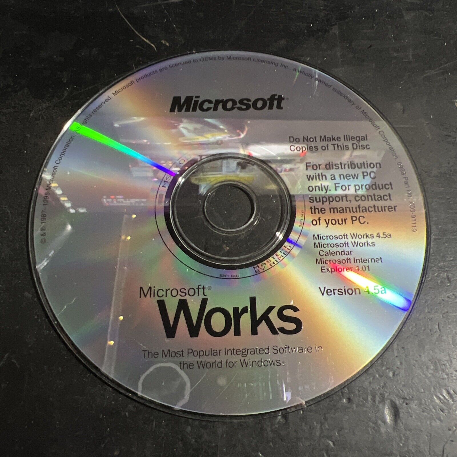 Microsoft Works 4.5a Disc Only No Case Or Key Genuine Disc