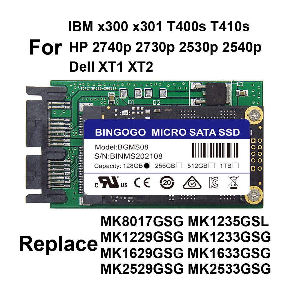 NEW 1.8 128GB MICRO SATA SSD REPLACE MK1229GSG MK1233GSG For HP 2530P 2730P 2740