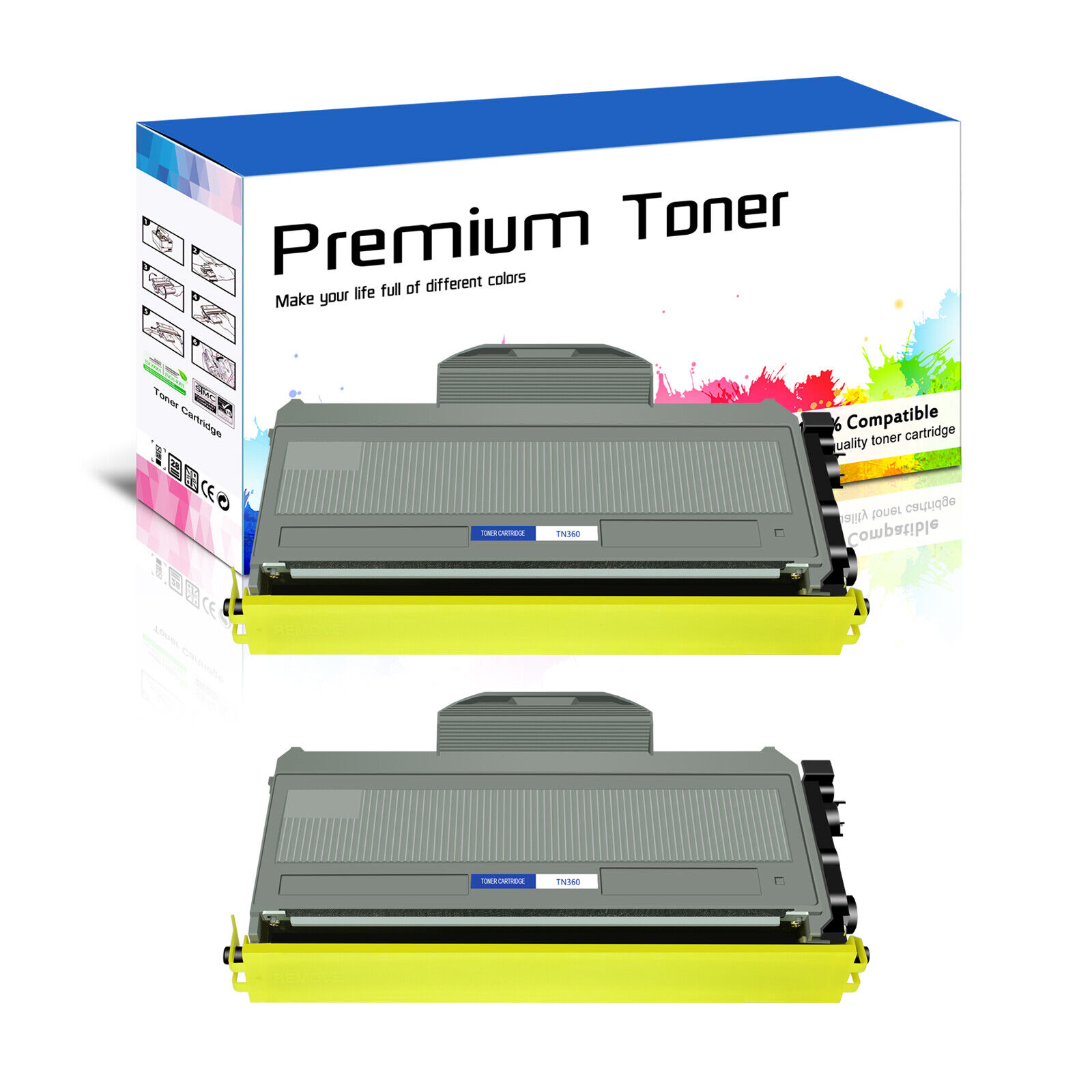 2x TN360 Toner Cartridge Fit for Brother HL-2140 2170W MFC-7340 7840W High Yield