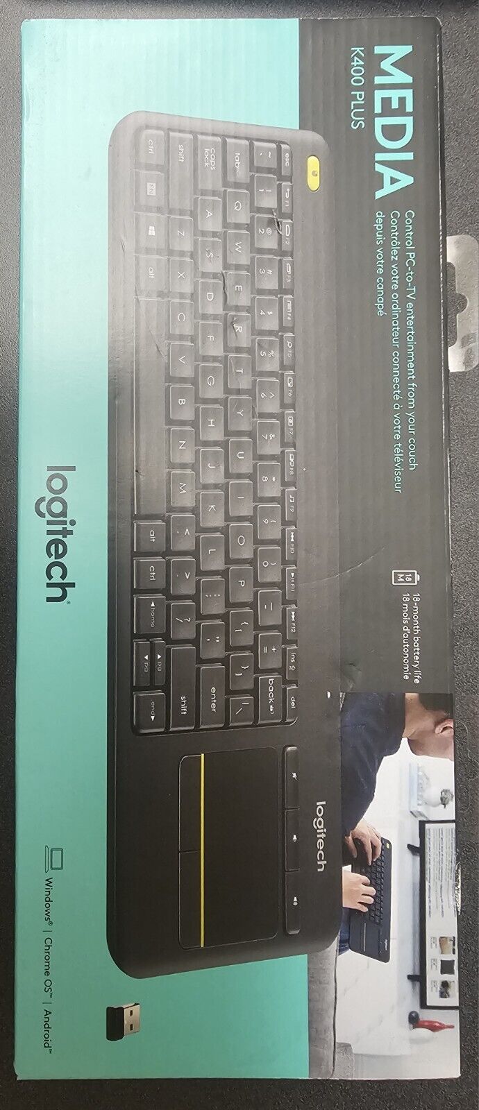 Logitech K400 Plus Wireless Keyboard with Touchpad (920-007119)