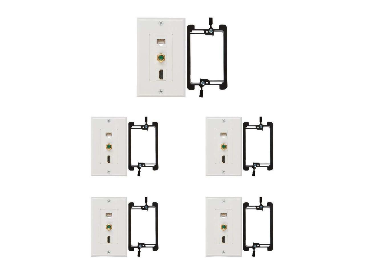 Buyer\'s Point HDMI 3GHz Coax Ethernet Wall Plate with White Kit - 5 Pack