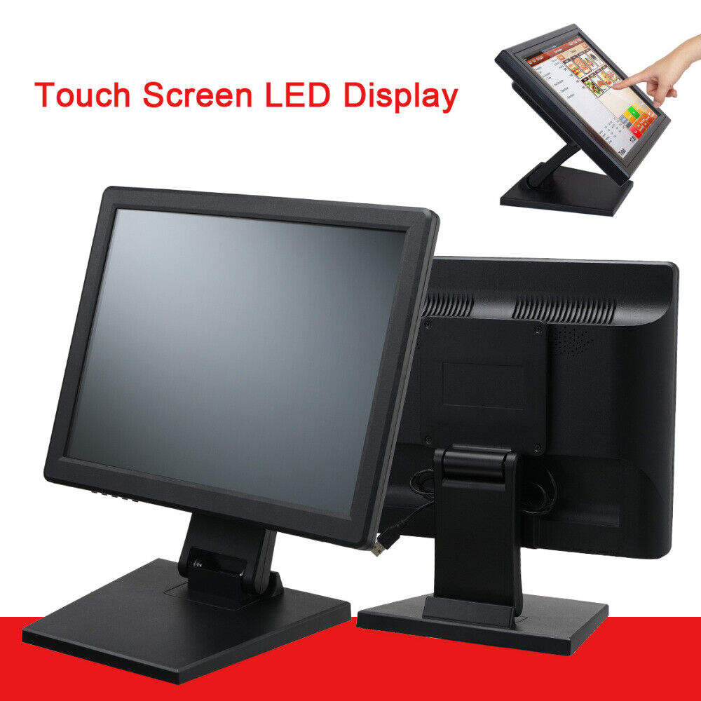 15'' Touch Screen LCD Display USB VGA POS Monitor High Res Restaurant for Bar US