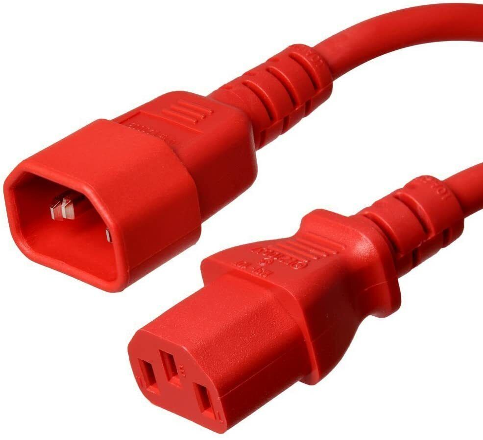 15 PACK LOT 6ft IEC C14 - C13 Red Power Cord 14AWG 15A/1875W 100-250V 2M