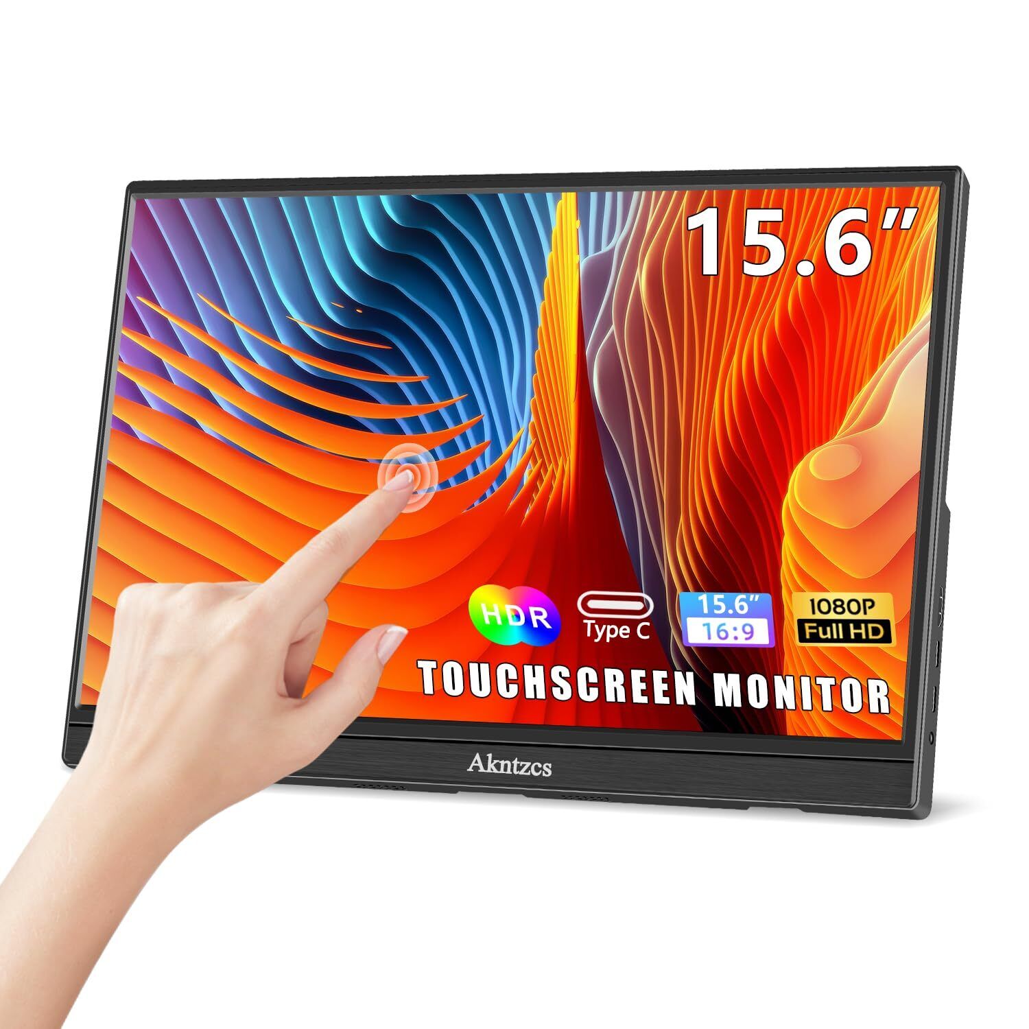 Akntzcs Touchscreen Portable Monitor, 15.6 Inch Full HD 1920x1080P Touchscree...