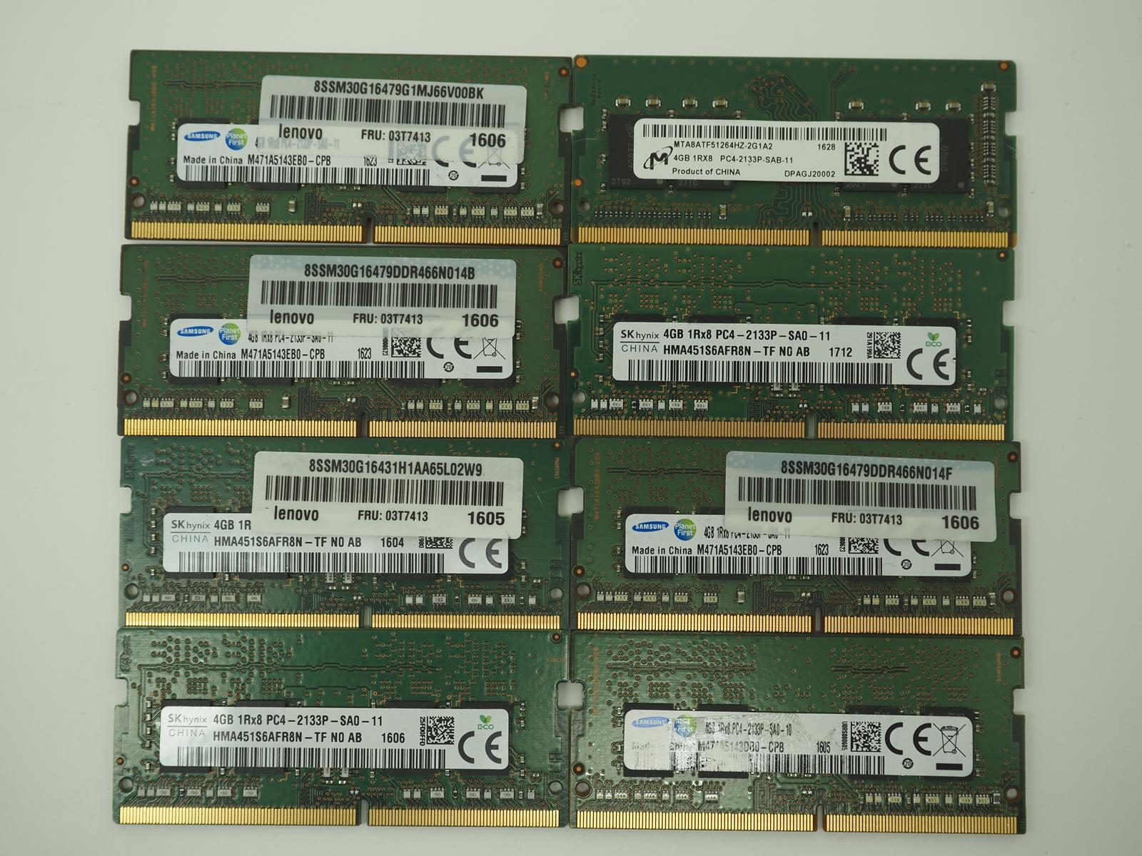 Lot of 8 4GB PC4-2133P Laptop Ram / Memory - MIXED BRAND (Hynix, Samsung, etc.)