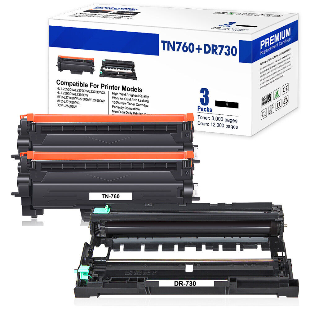 DR730 Drum TN730 TN760 Toner High Yield For Brother MFC-L2730DW MFC-L2750DW Lot