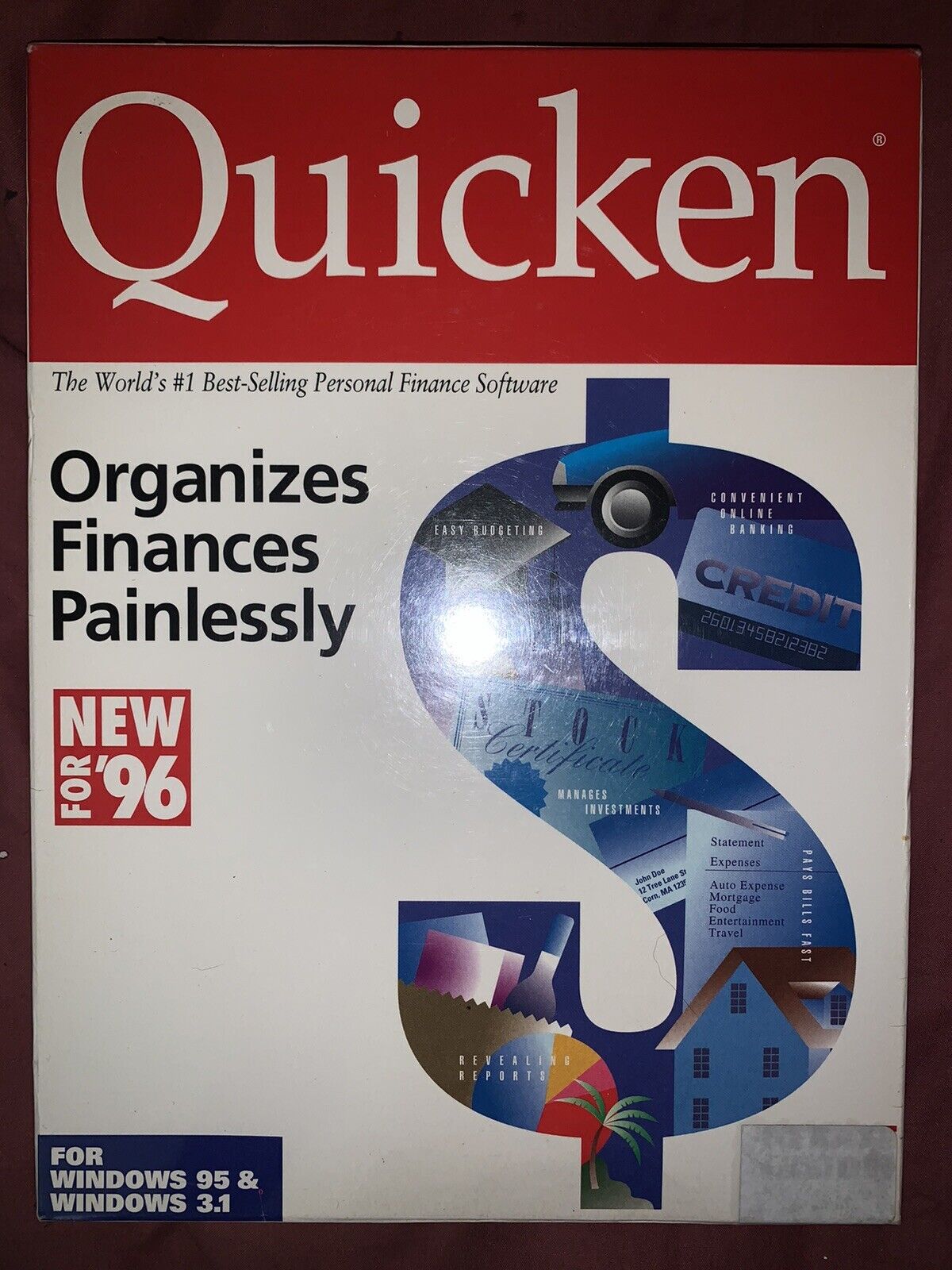 NEW 1996 Intuit Quicken 5.0 Personal Finance Tax Software Vintage Windows 95 3.1