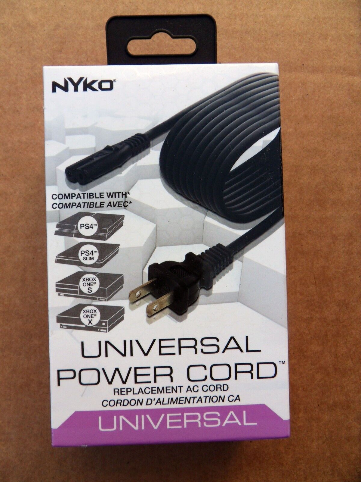 NYKO Universal Replacement Power Cord for PS4, PS4Slim, XBOX One S &X 