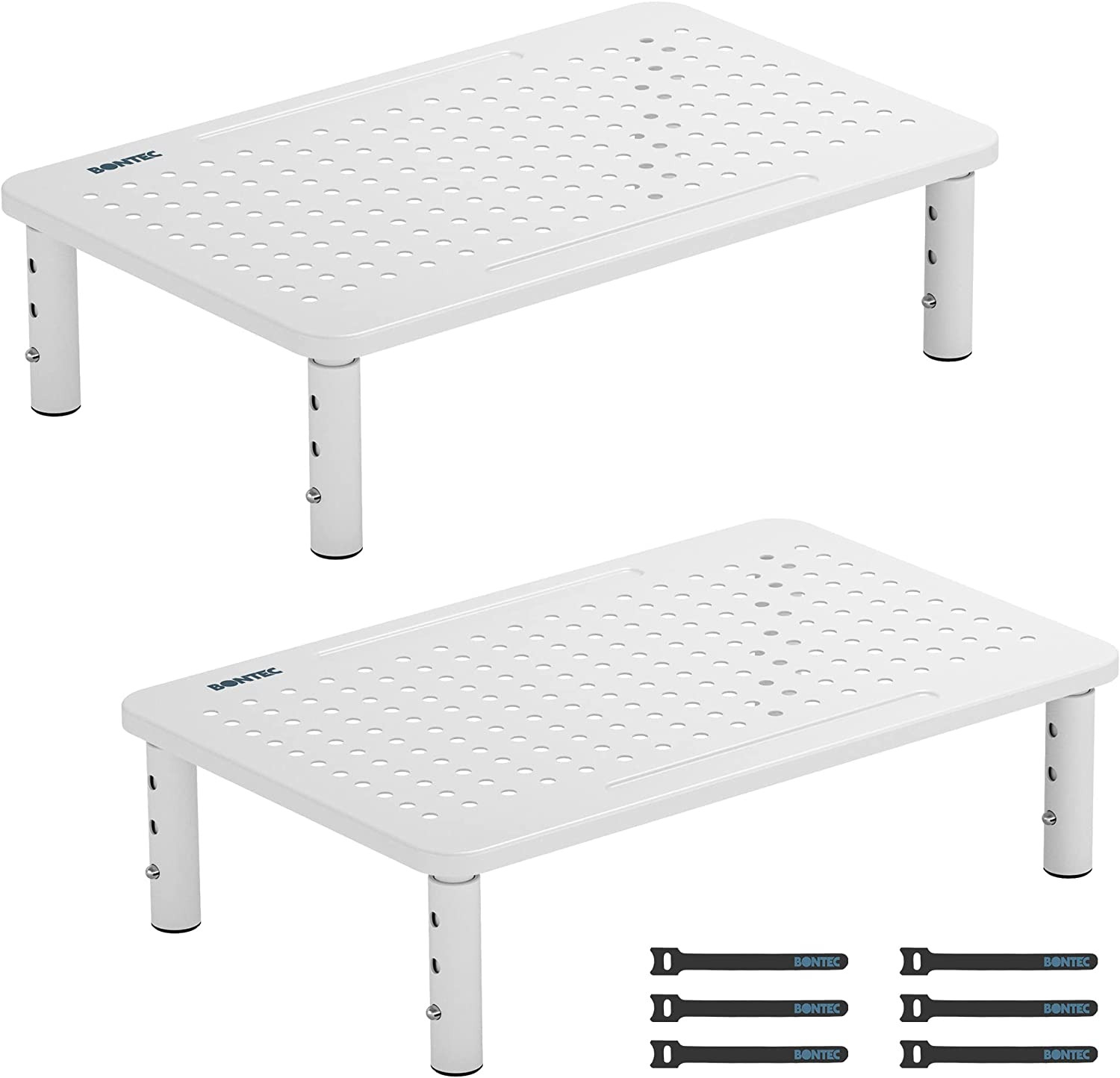 2 Pack Monitor Stand Riser Computer Monitor Riser Stand with Mesh Platform