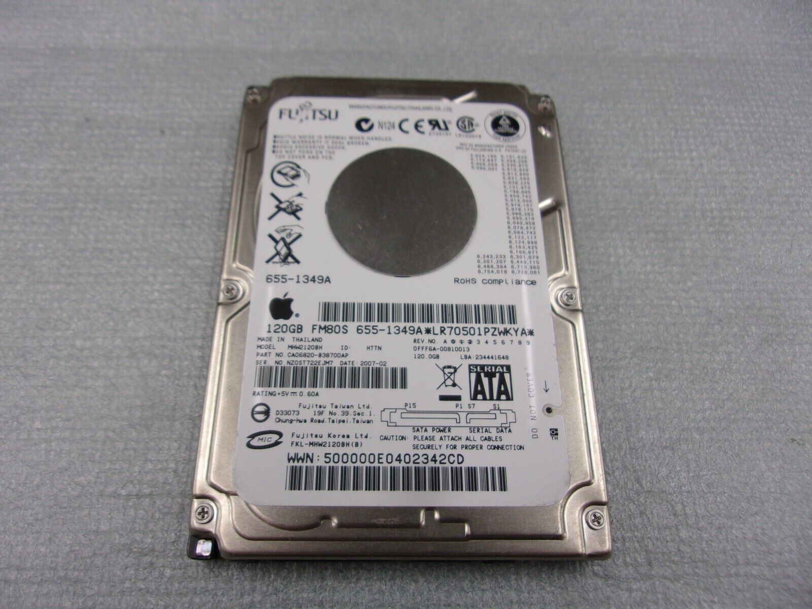 Fujitsu Ca06820-B38700Ap 120GB SATA 1.5 GB/S 5400RPM 8MB 9.5mm  
