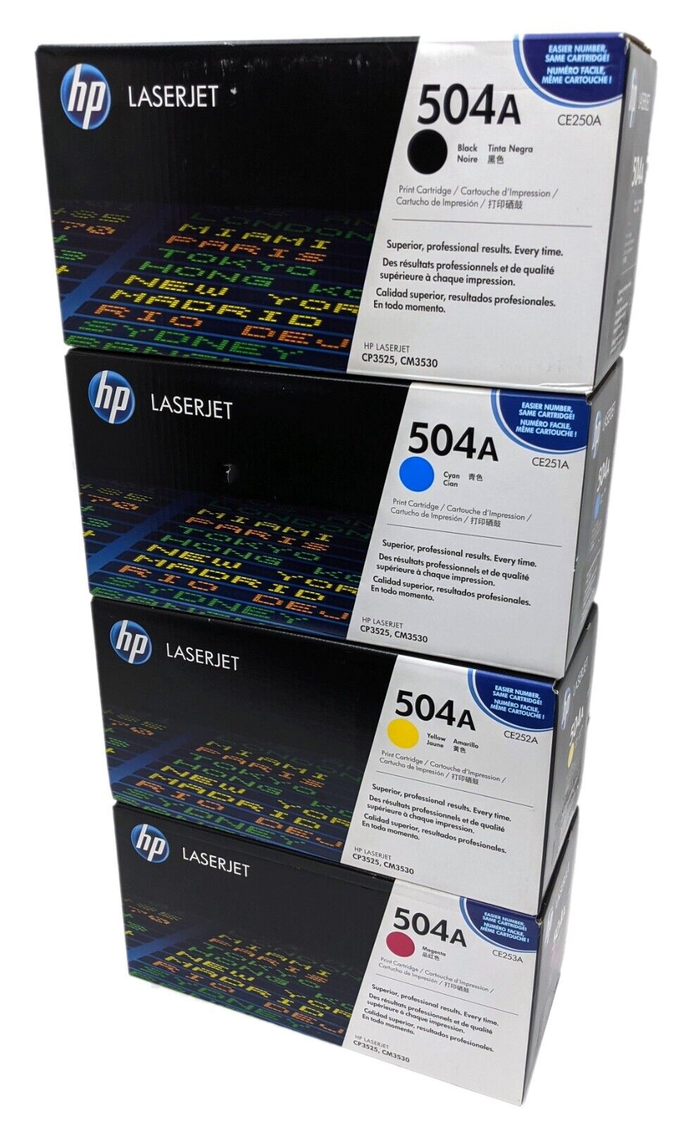 NEW HP LaserJet 504A Toner Cartridge Set (CMYK) CE250A CE251A CE252A CE253A OEM
