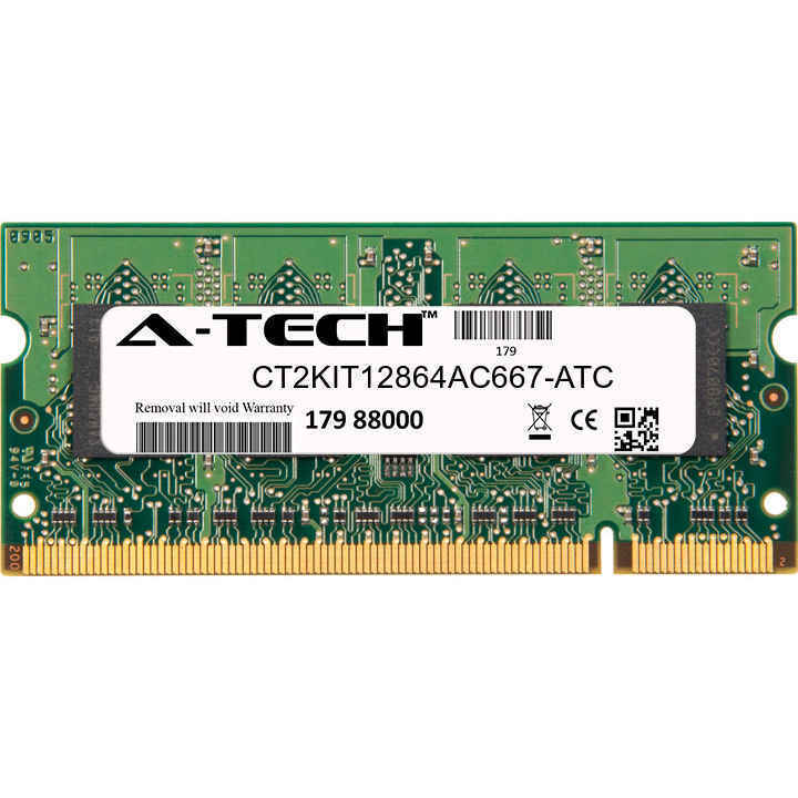 1GB DDR2 PC2-5300 SODIMM (Crucial CT2KIT12864AC667 Equivalent) Memory RAM