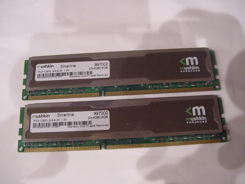 COMPUTER PC MEMORY - MUSHKIN SILVERLINE 997002 8GB 2X4GB PC3 12800 1.5V