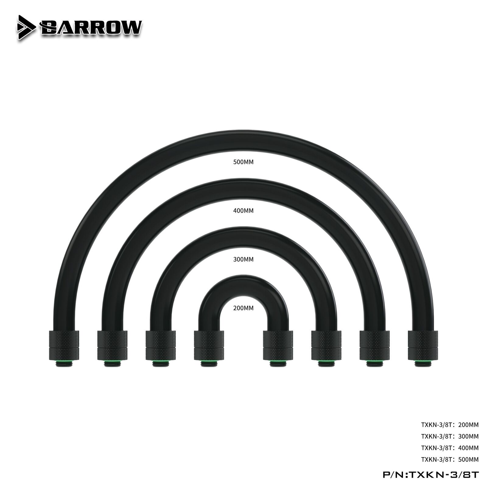 Barrow Water Cooling G1/4' Fitting Soft Tubes 360 Degree Rotating Easy Install
