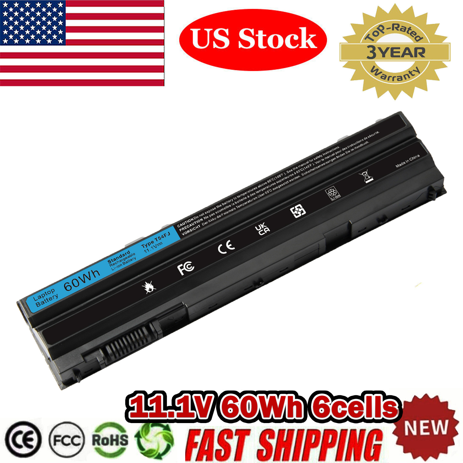New 60Wh 8858X Battery for Dell Inspiron 15 7520 5520 5720 7720 451-11695 T54FJ