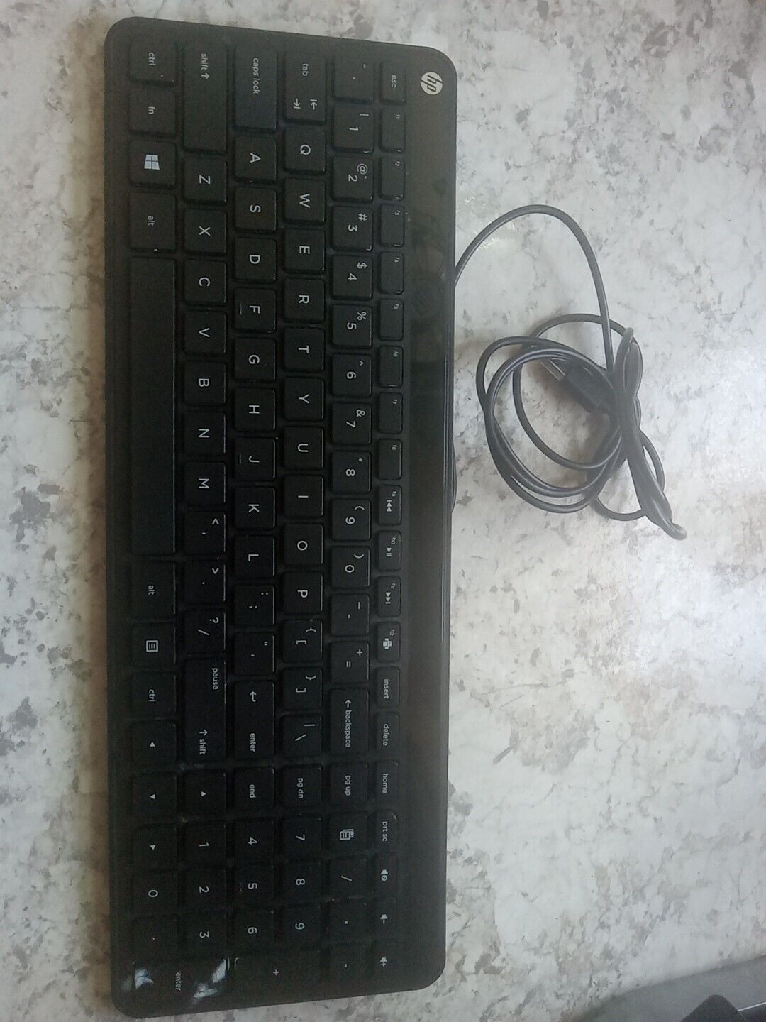 Slim Wired HP SK-2028 US Keys USB PC Keyboard Black Tested - Excellent Condition