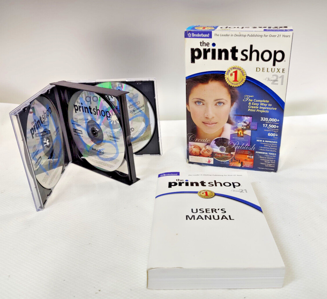 Broderbund The PrintShop Deluxe Version 21, 4 CD set
