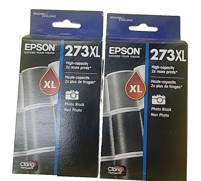 Genuine Epson 273XL  High Capacity Black Ink Cartridge NEW SEALED (2 units) 