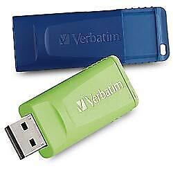Verbatim 64GB Store n Go USB Flash Drive 2 Pack Blue,Green VER99812 