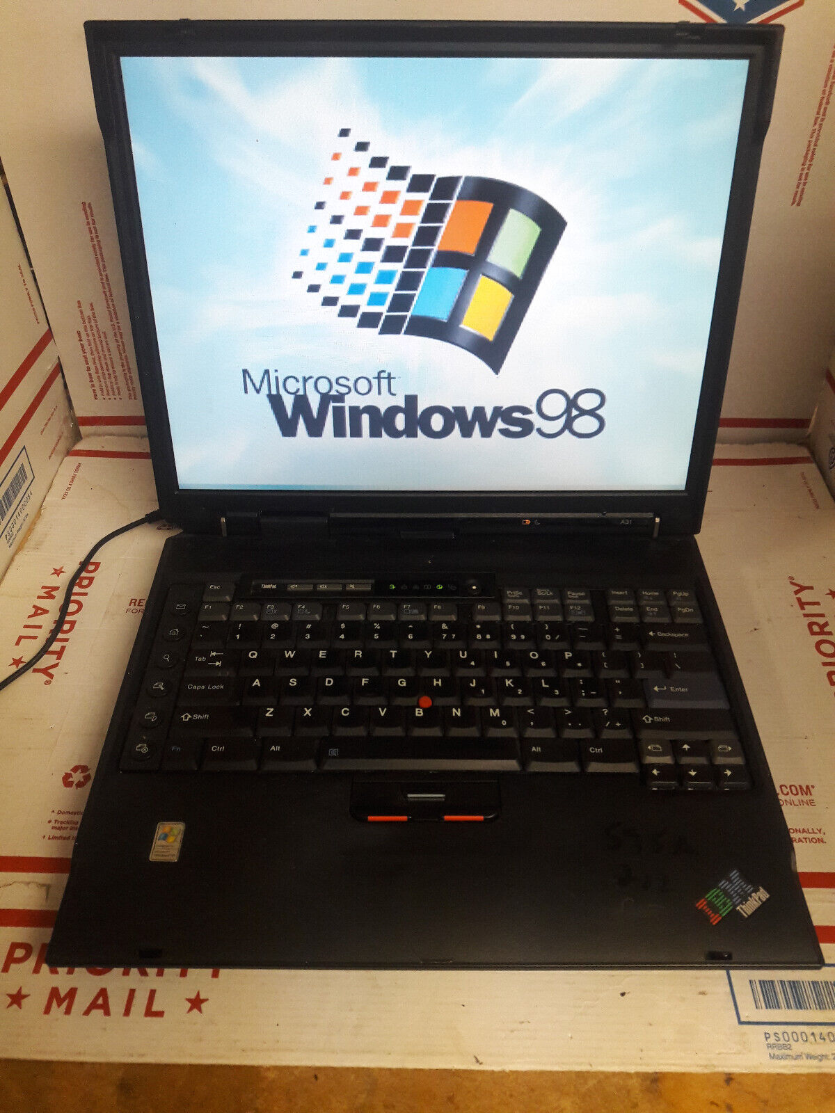 IBM ThinkPad A31 Win98SE w/USB Support 512MB RAM Vintage Gaming DVD-ROM #595A