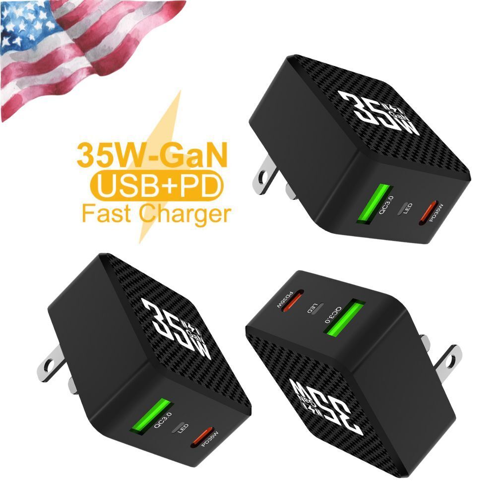 35W GaN Type C Fast Wall Charger Block PD QC Adapter For iPhone Android Samsung