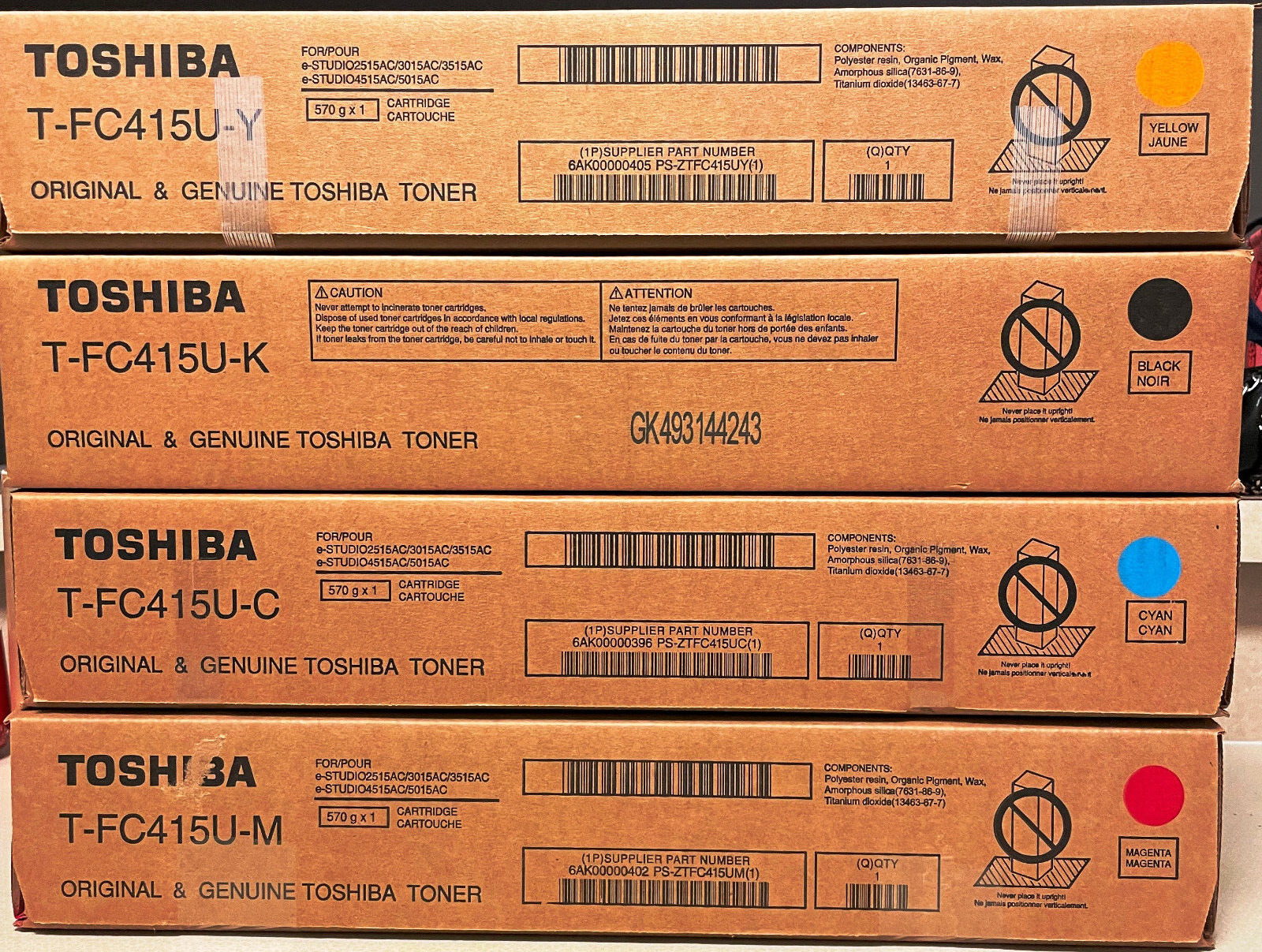 Toshiba  Genuine Toner Cartridges Set T-FC415U  KYCM For eStudio 2515AC,5015AC
