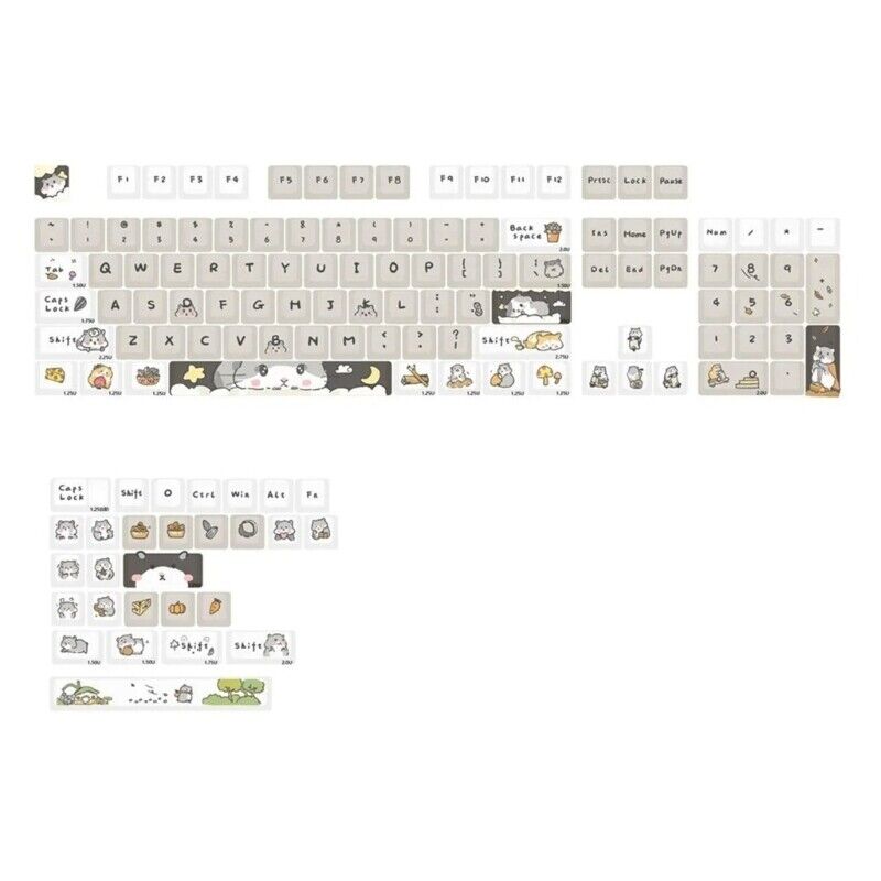 132Keys Keycap Set Gray Mouse Theme For Game Mechanical Keyboard Keycaps